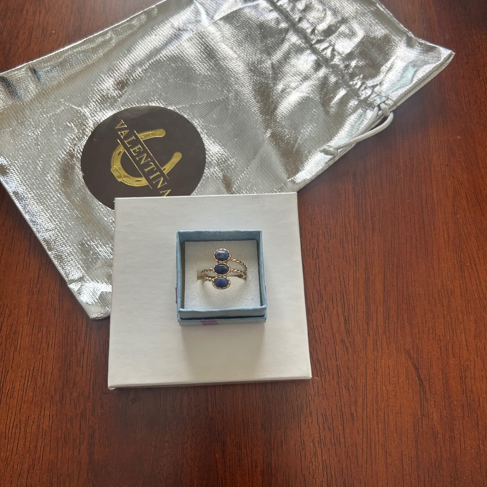 Gold Ring with Blue Stones